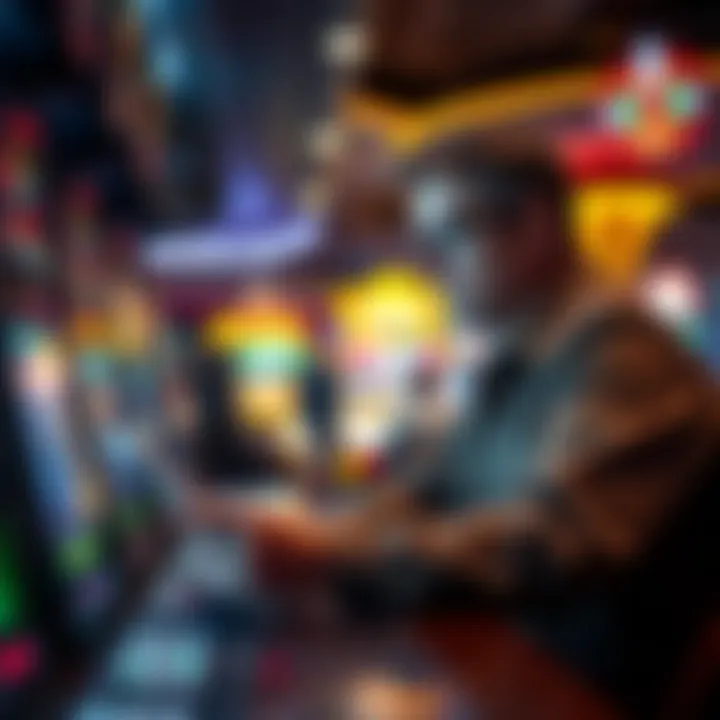 Casino operator analyzing the financial performance of slot machines