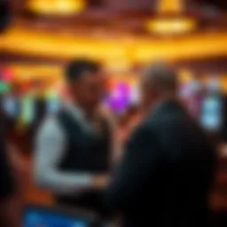 Teller interacting with a customer at a casino
