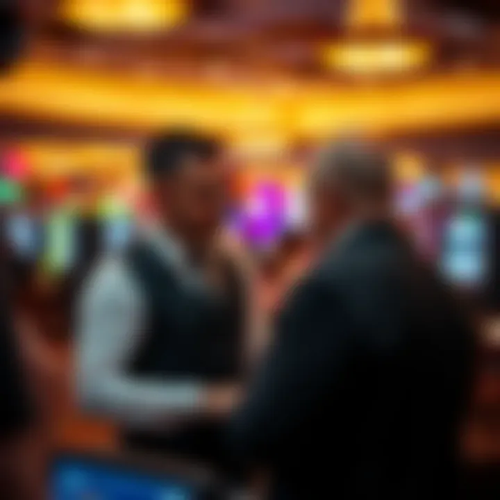 Teller interacting with a customer at a casino