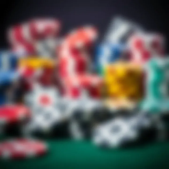 An elegant collection of poker chips showcasing various designs and colors.