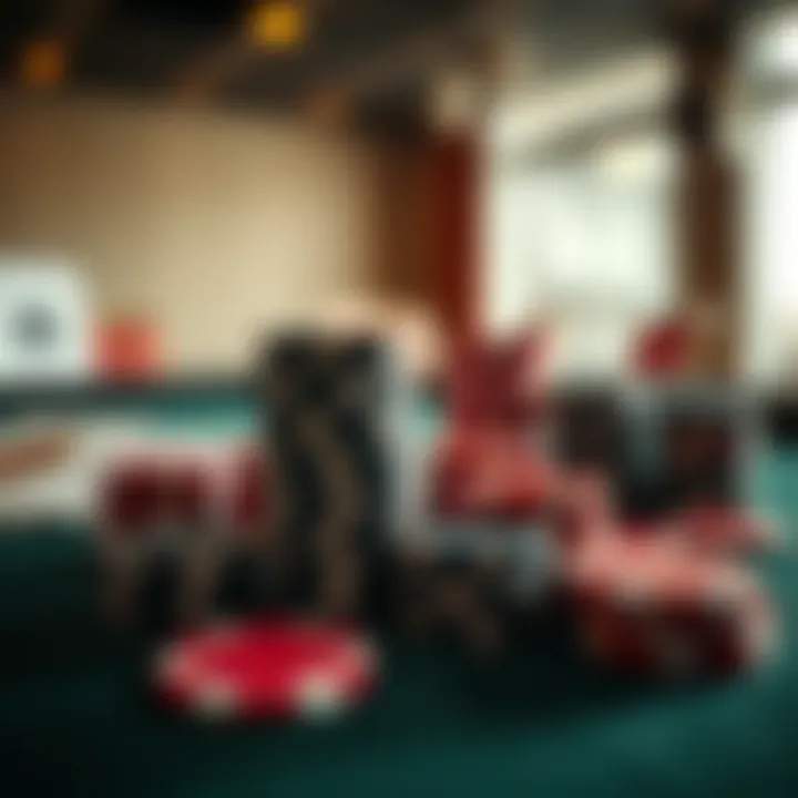 A strategic layout of poker chips on a gaming table, demonstrating gameplay tactics.