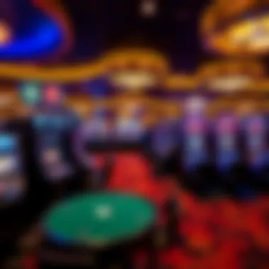 A vibrant gaming floor filled with slot machines and table games