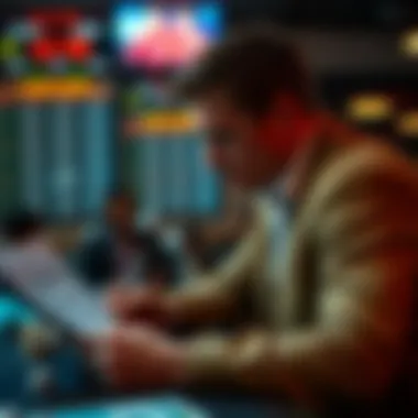 A thoughtful bettor reviewing fight statistics