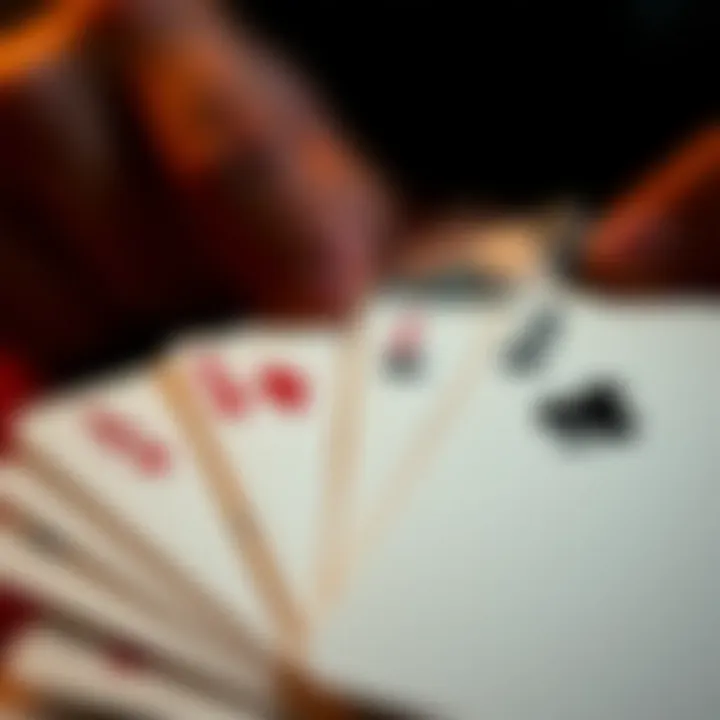 Detailed view of marked playing cards showing subtle alterations